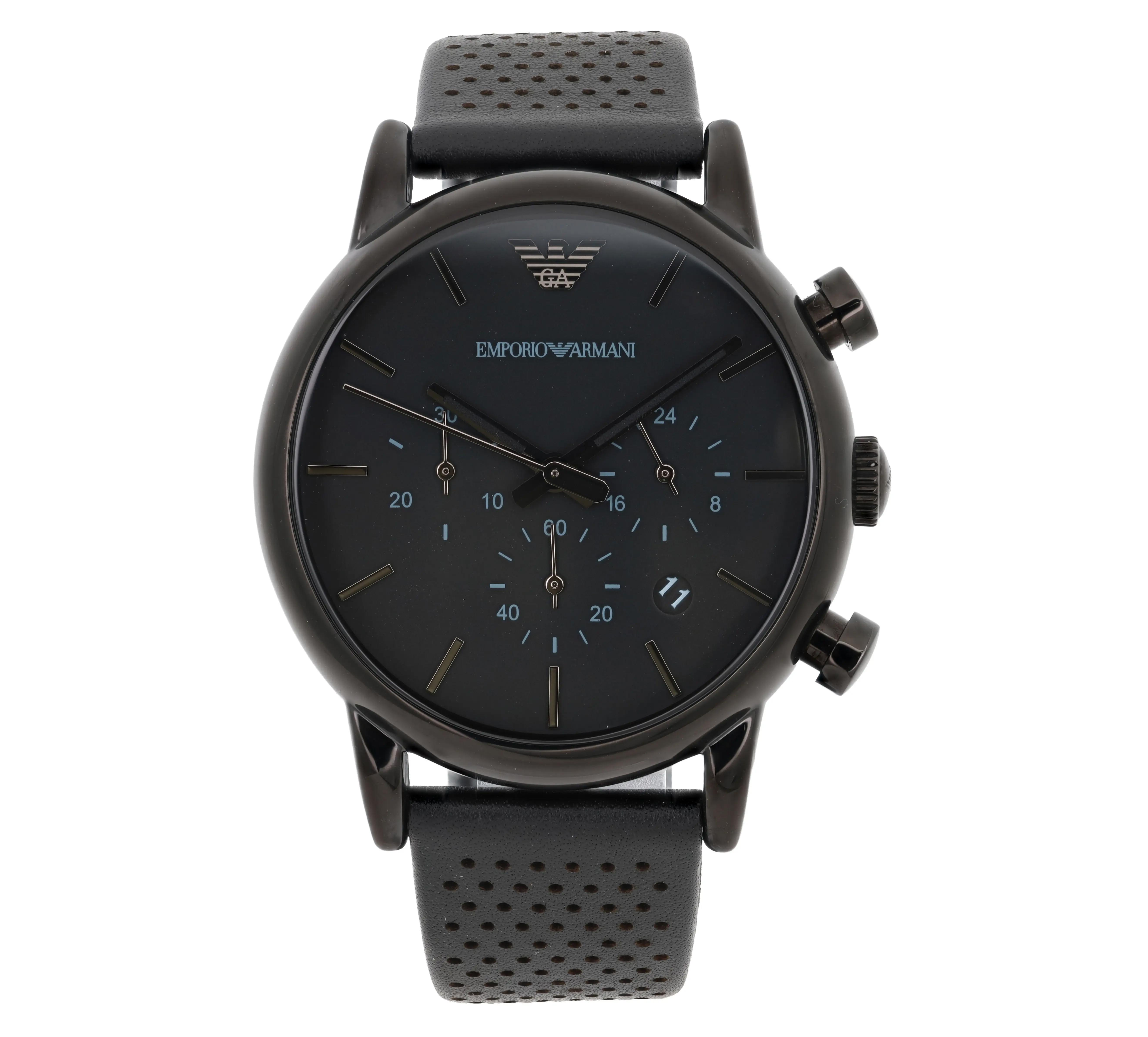 Emporio Armani 41mm Steel Black dial & Leather Band Men's Quartz