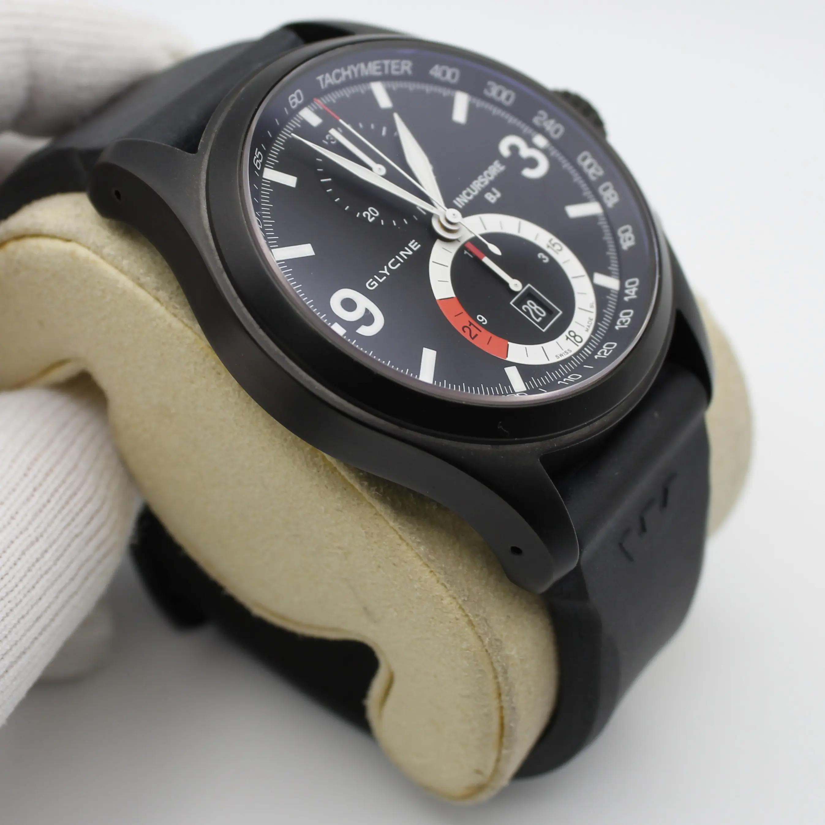 Glycine Incursore Black Jack Steel Black Dial Manual Wind Mens