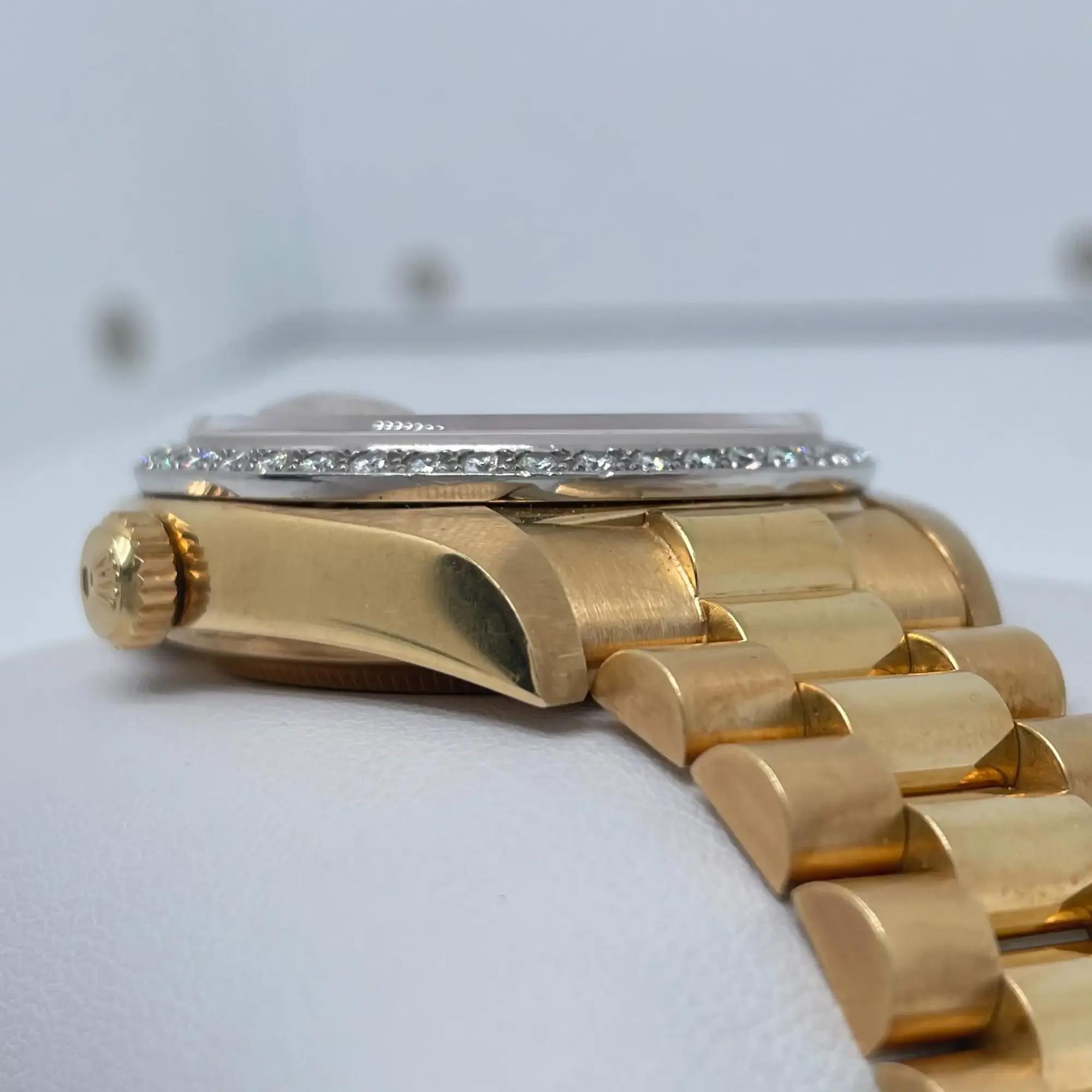 1980s Vintage Rolex 18048 Day-Date 36mm 18K Yellow Gold Diamond