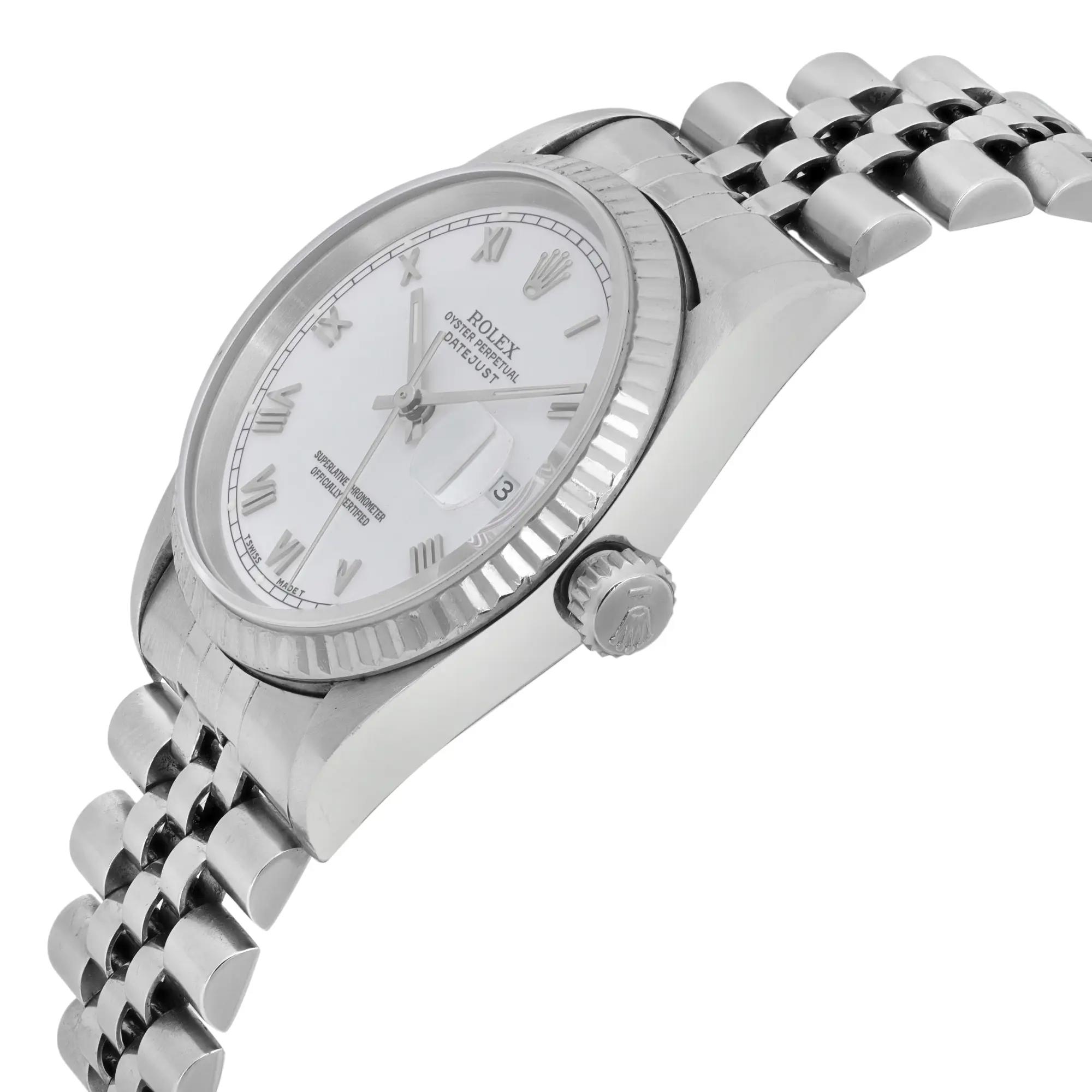 K Rolex Datejust 18K White Gold Steel Roman White Dial Automatic