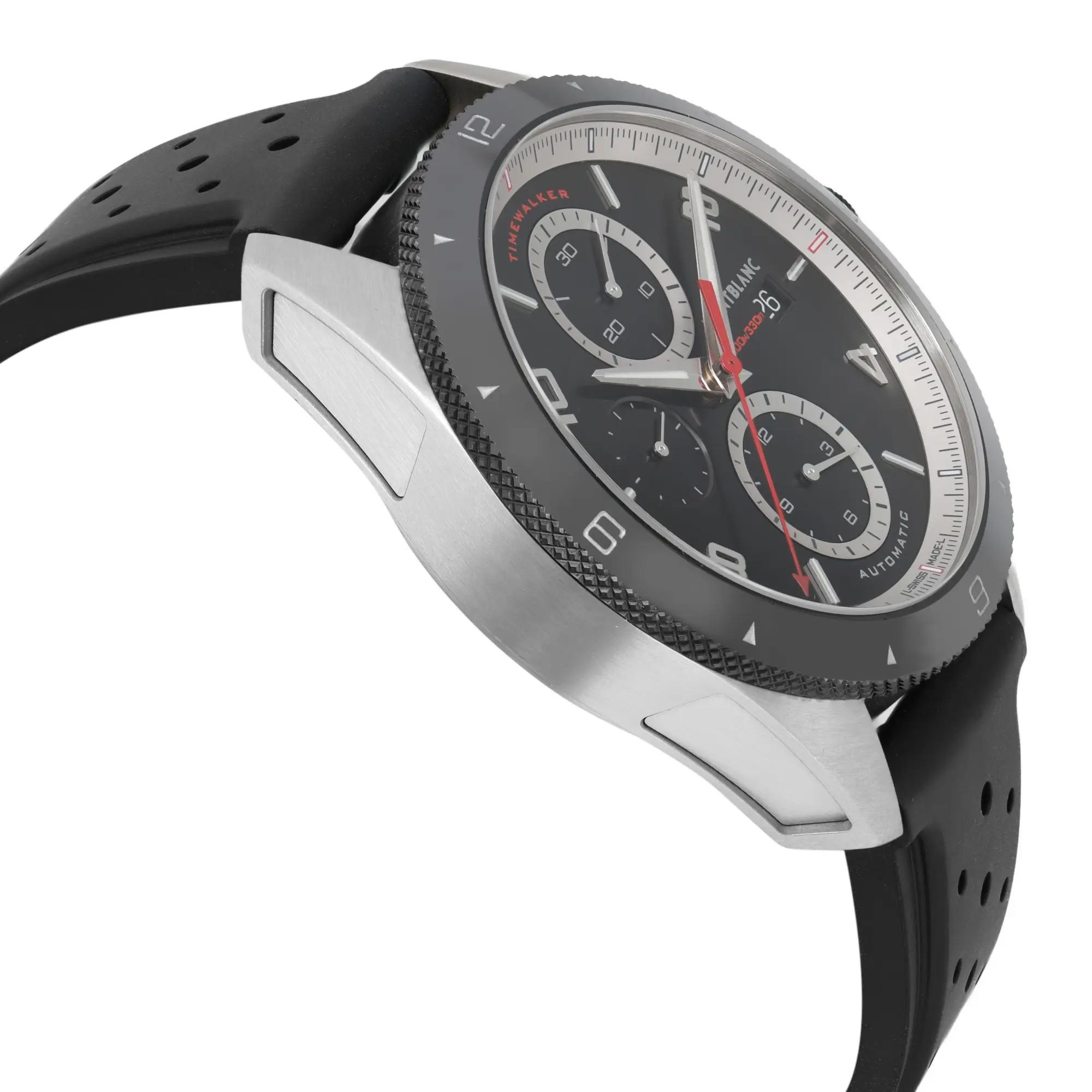 MontBlanc TimeWalker 43mm Steel Black Dial Mens Chronograph Watch