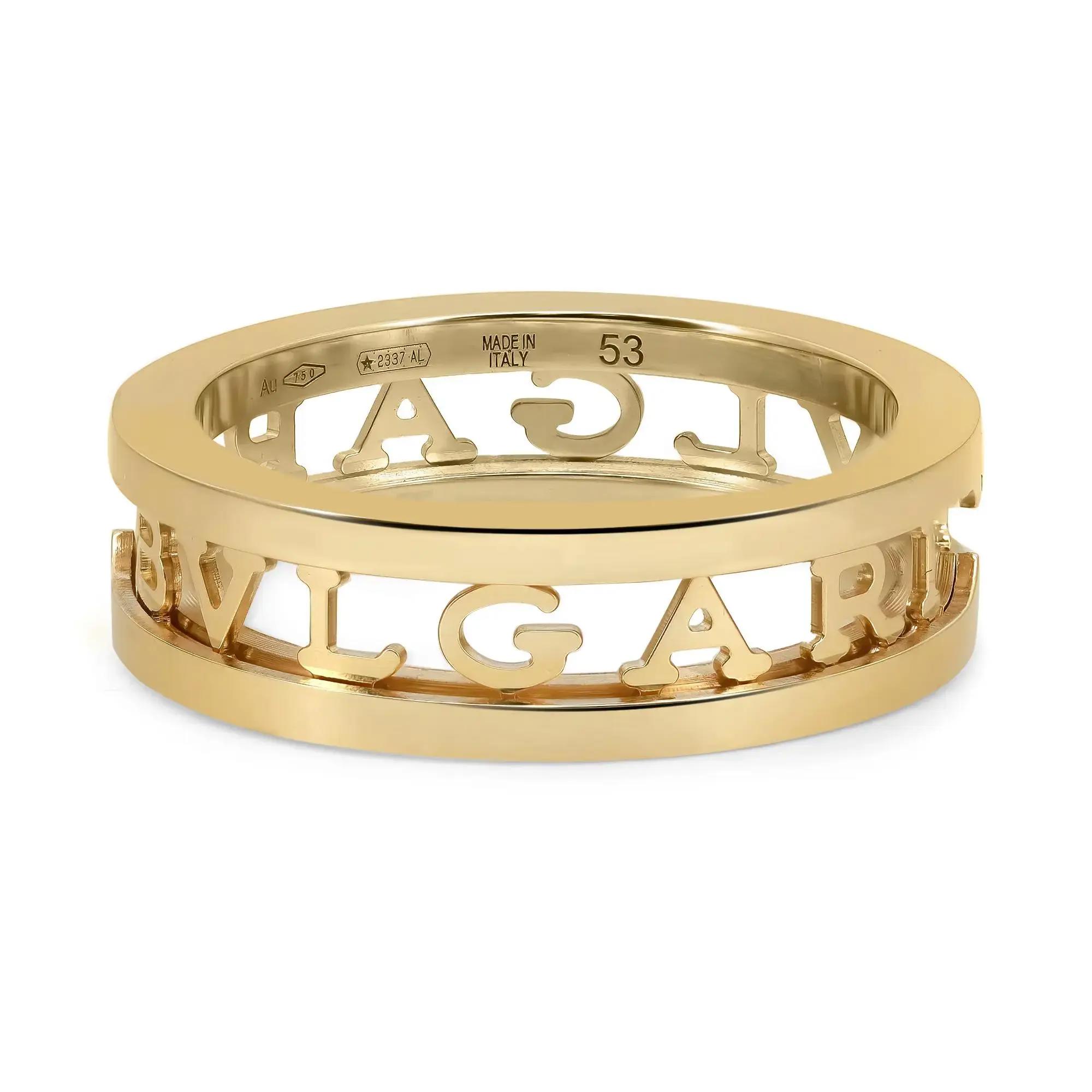 Bvlgari B.Zero1 Openwork Logo Spiral One Band Ring 18K Yellow Gold