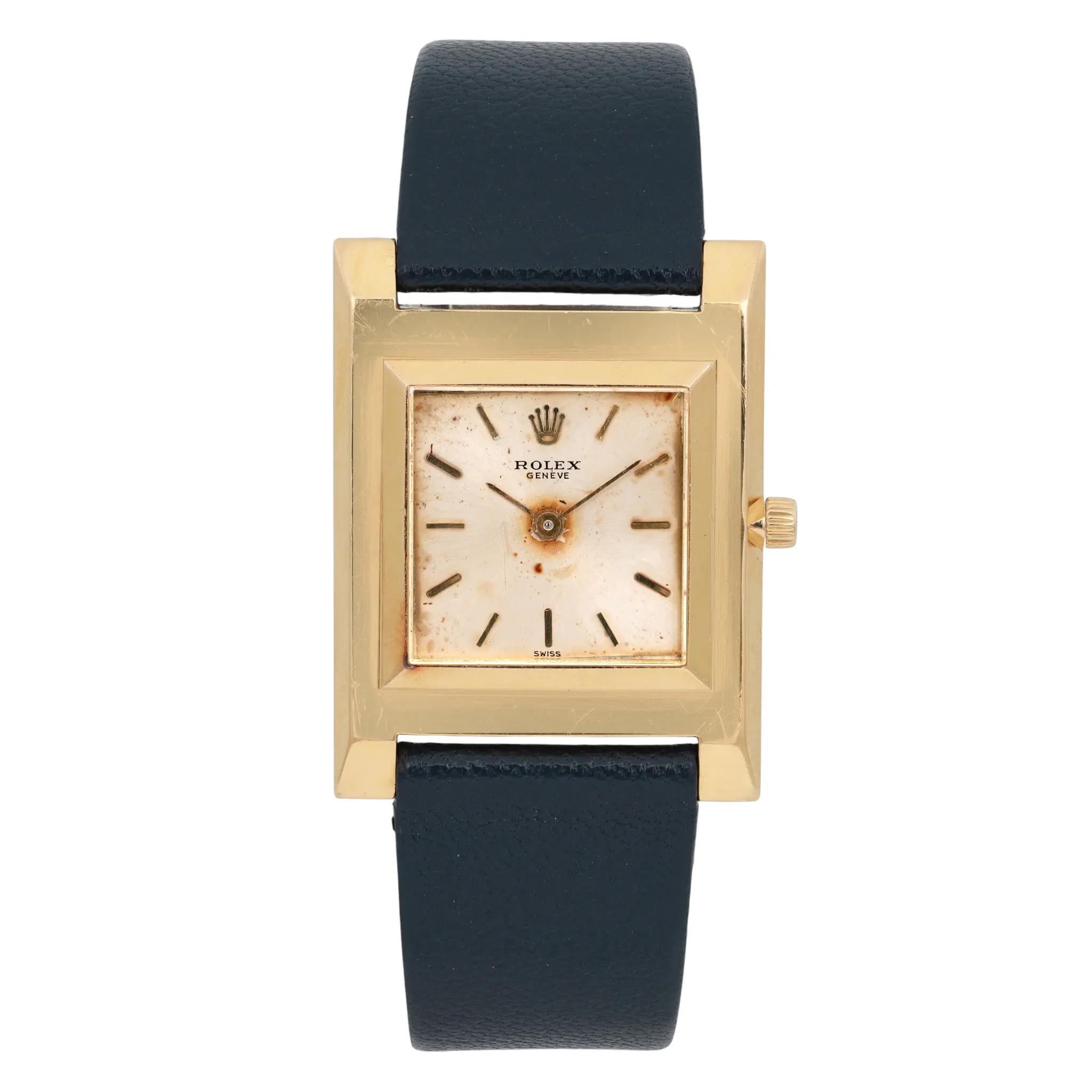 Rolex Vintage Ultra Thin 18k Yellow Gold Silver Dial Hand Wind