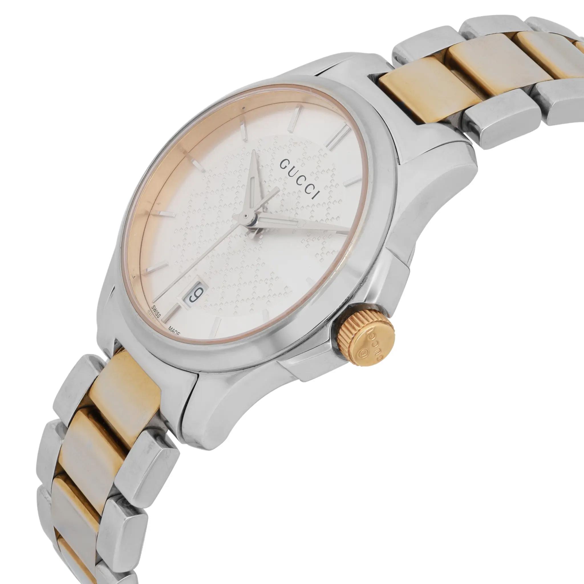 Gucci G Timeless Two Tone Stainless Steel Silver Quartz Ladies