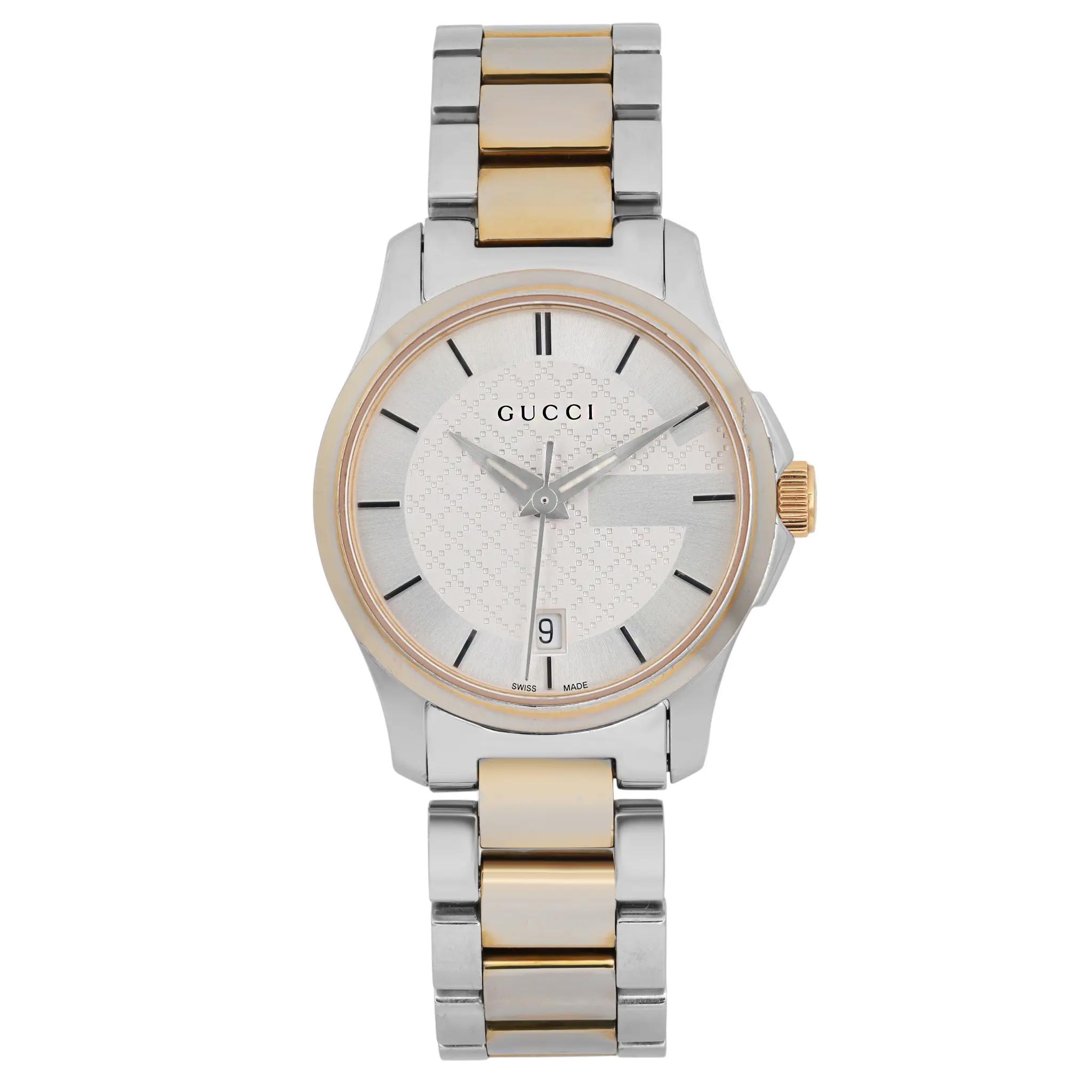 Gucci G Timeless Two Tone Stainless Steel Silver Quartz Ladies