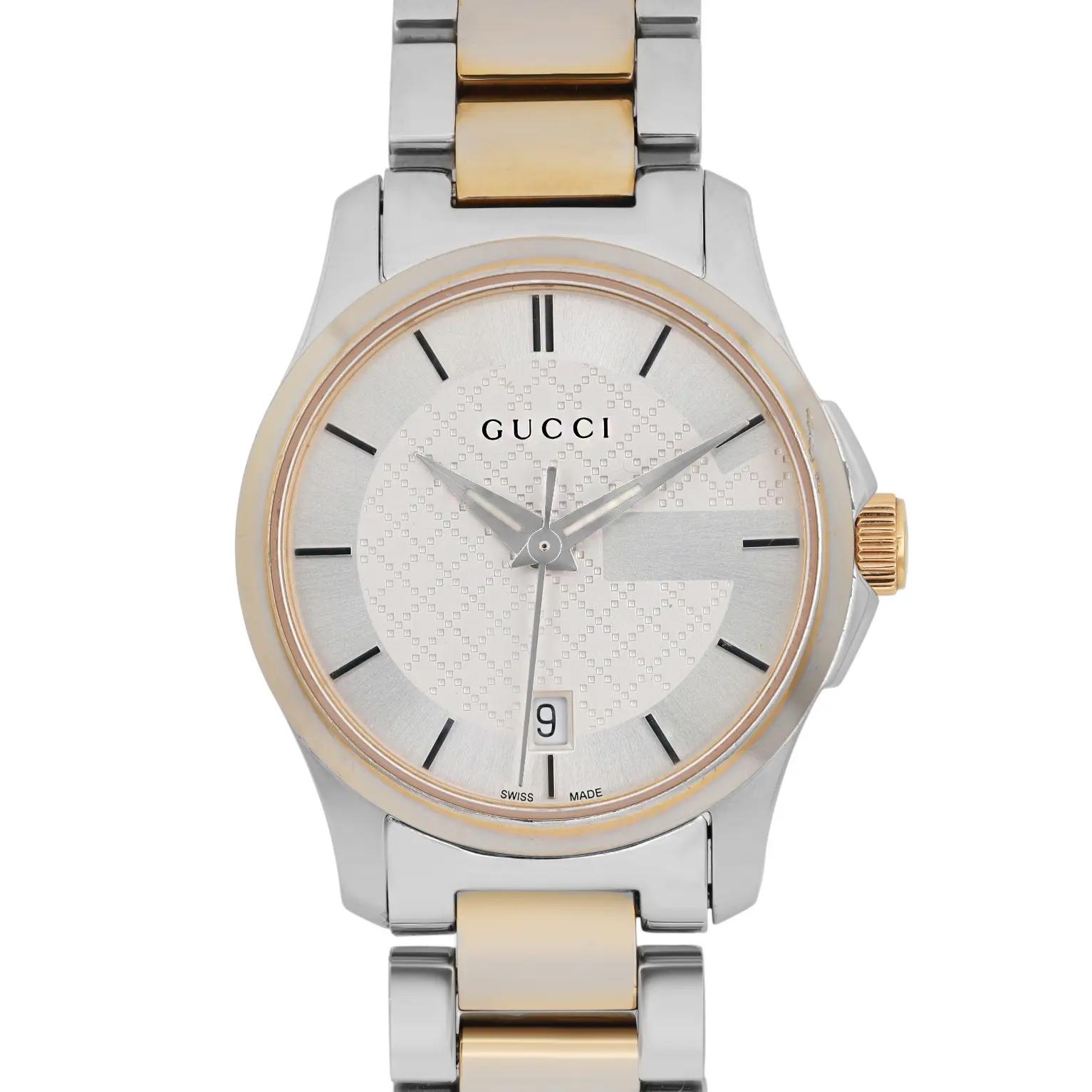 Gucci G Timeless Two Tone Stainless Steel Silver Quartz Ladies