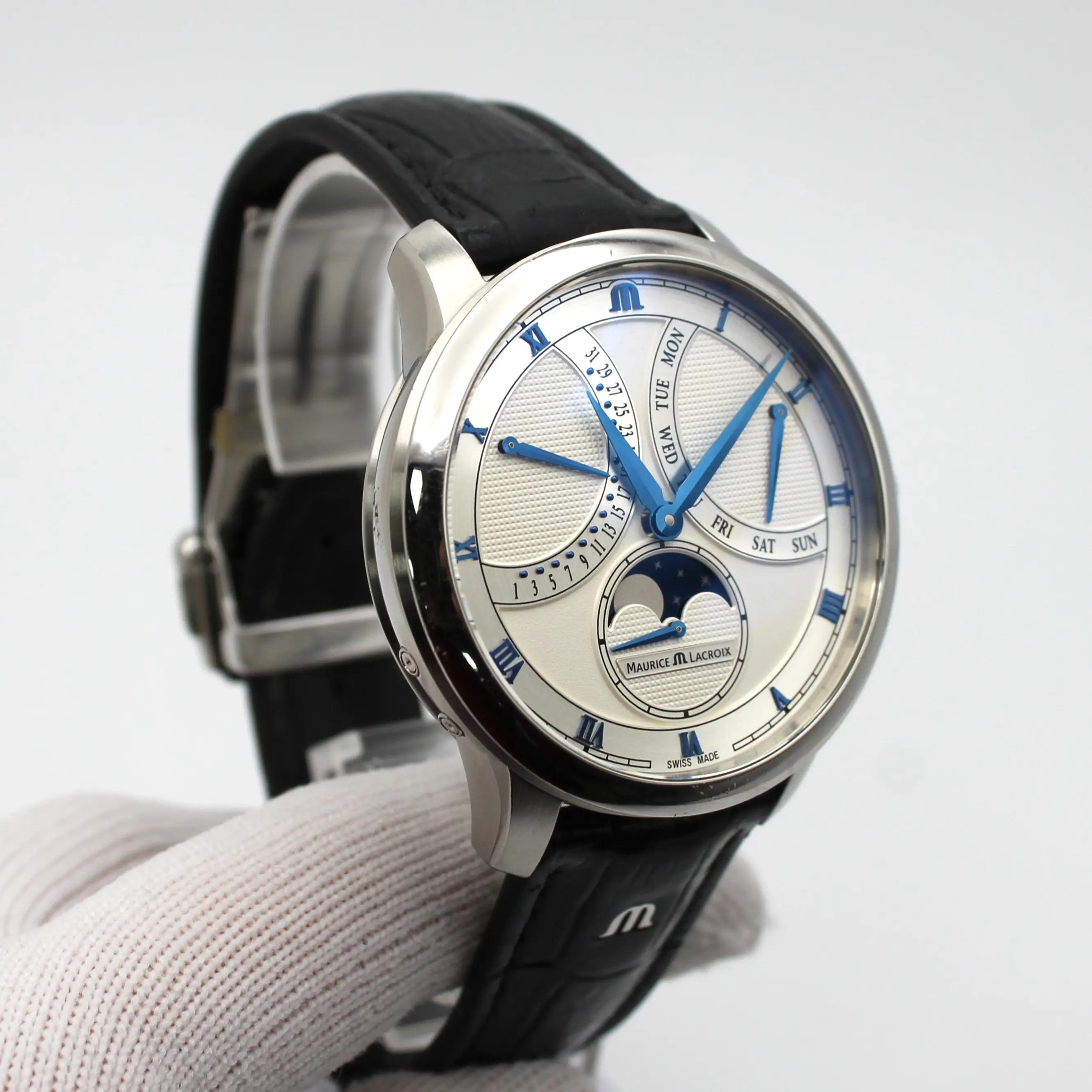 Maurice Lacroix Masterpiece Moonphase Steel Silver Dial Watch