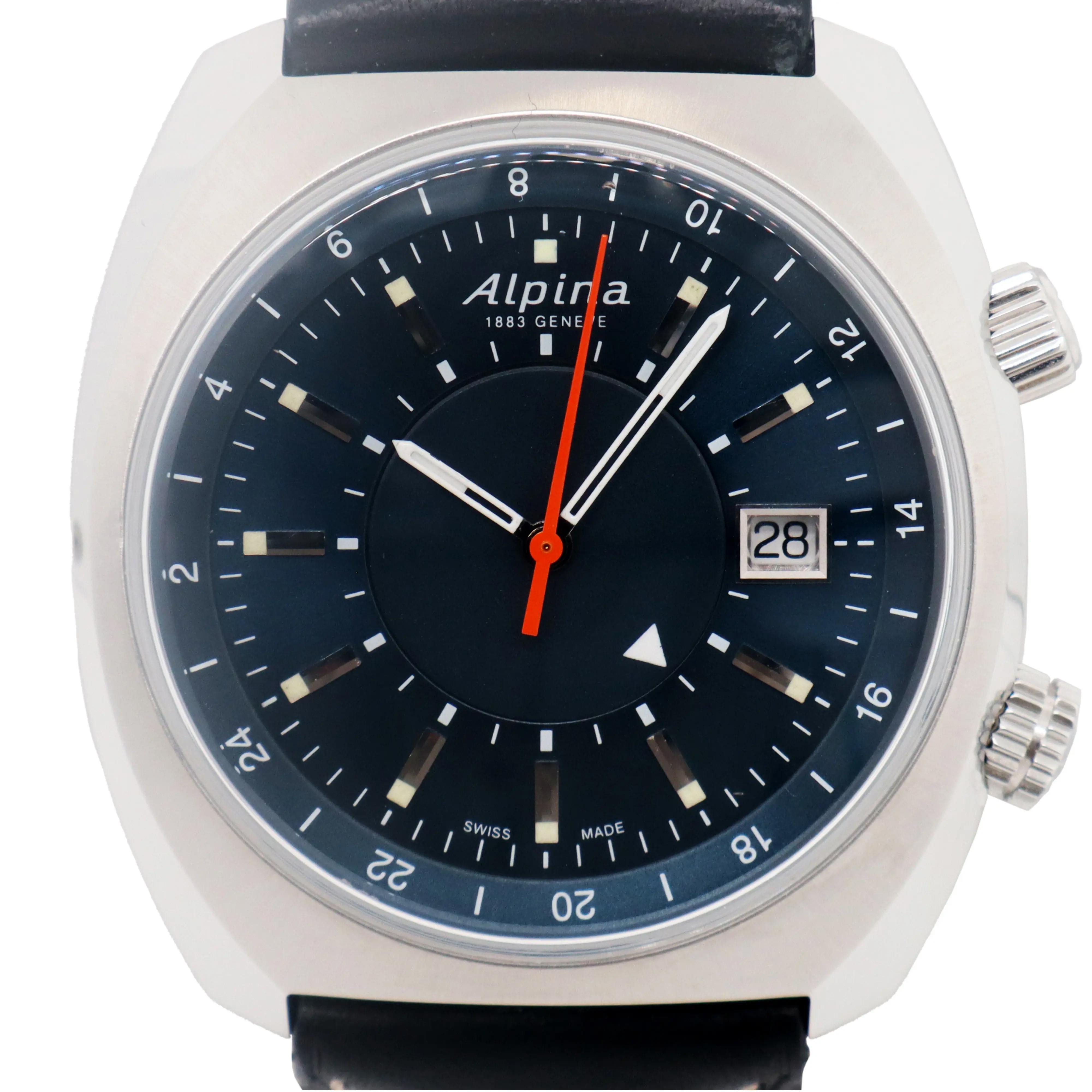 【2757】真作 ベンジャミンクレーム Antahkarana Alpina AL-555N4H6 Startimer Pilot Heritage GMT 42mm Steel