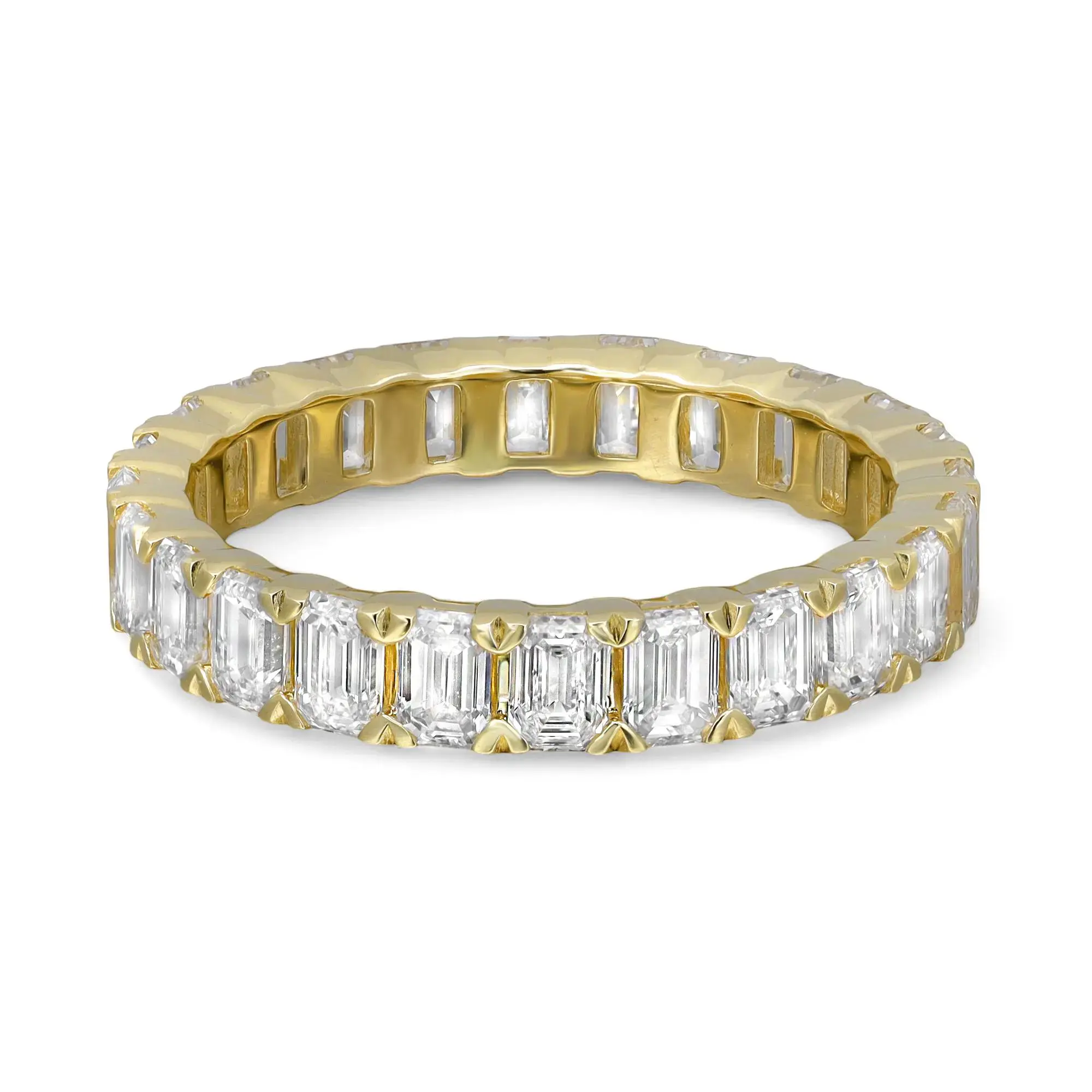 Emerald Cut Lab Grown Diamond Eternity Band Ring 14K Yellow Gold 2.92Cttw