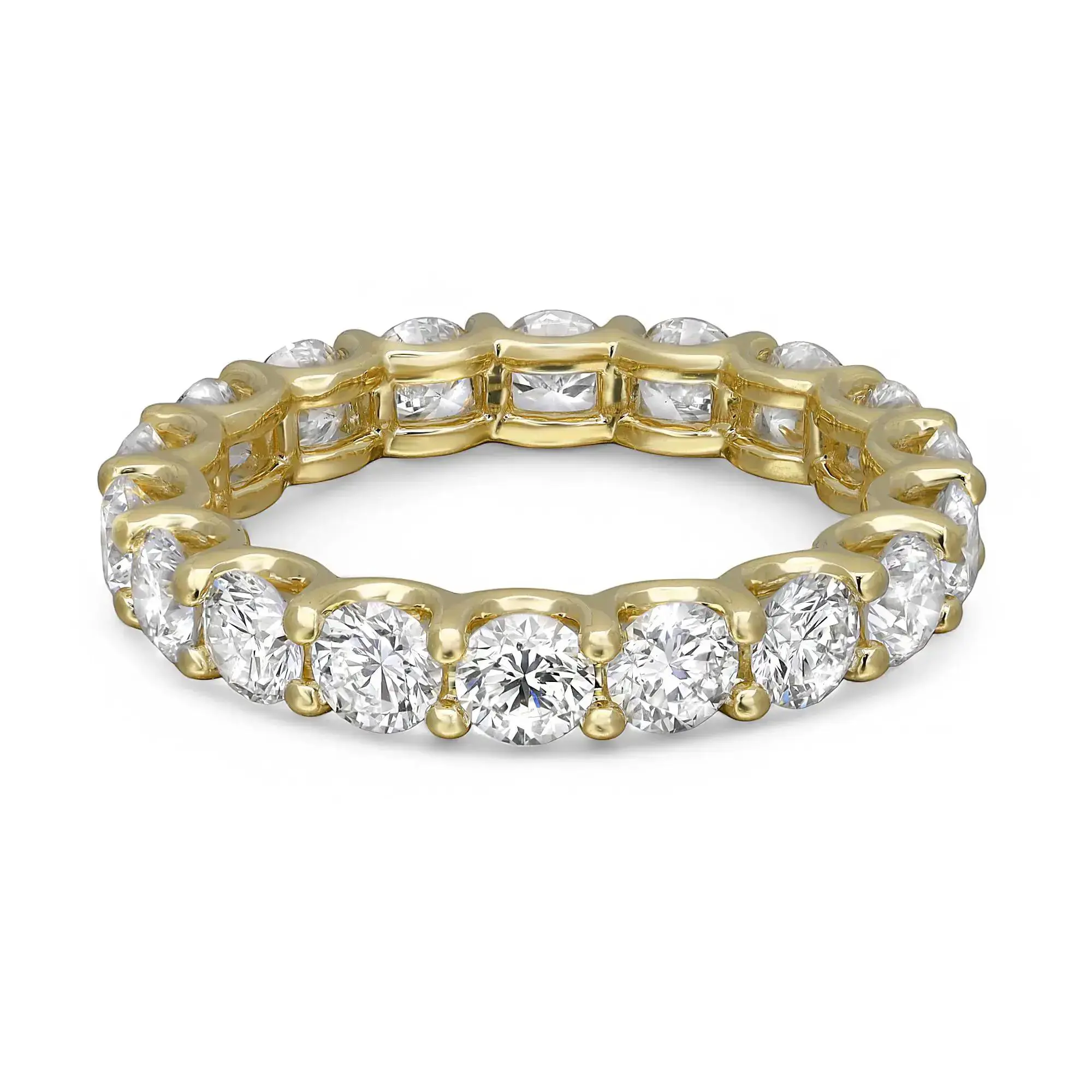 Prong Set Round Cut Lab Grown Diamond Eternity Band Ring 14K Yellow Gold 3.23Ctw