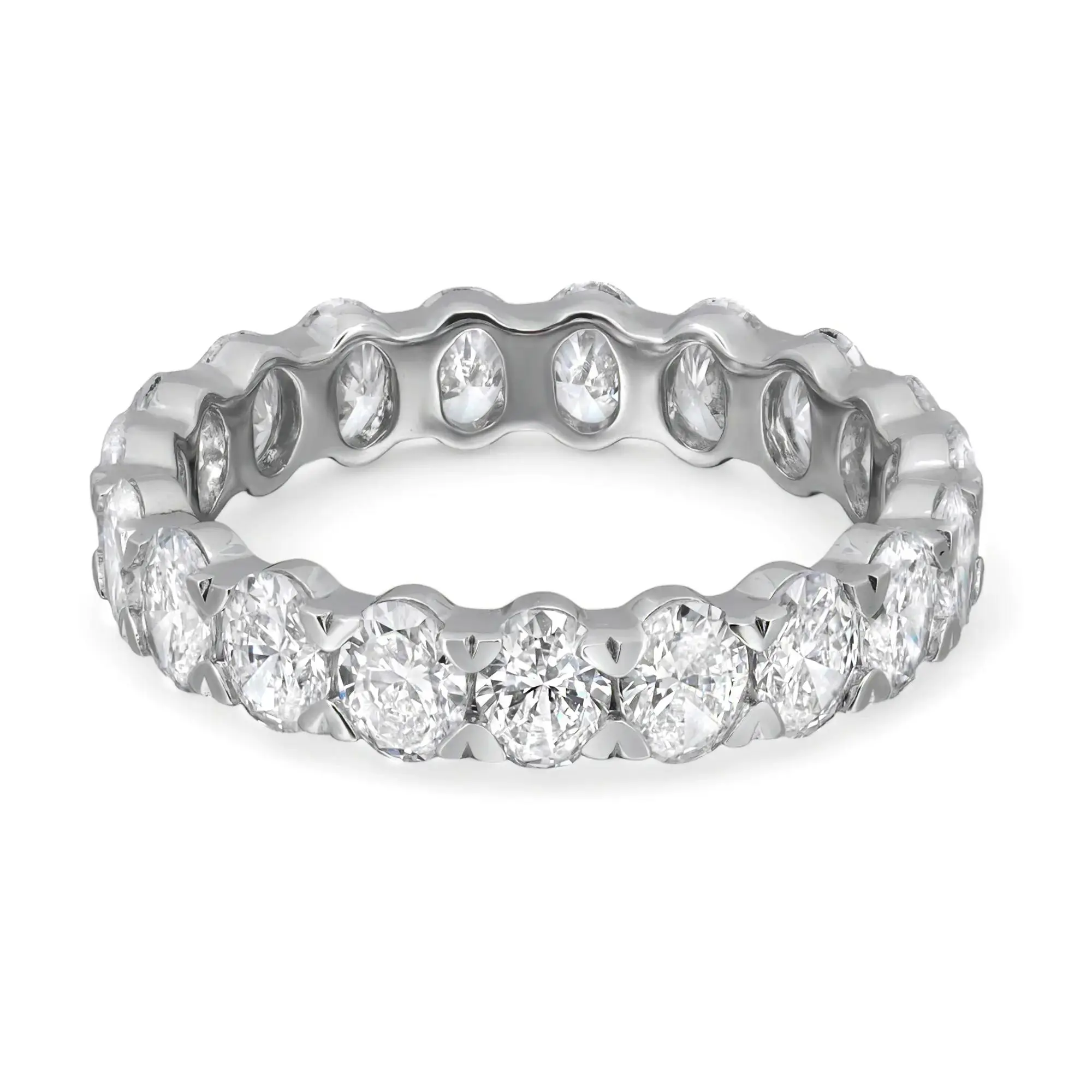 Oval Cut Lab Grown Diamond Eternity Band Ring 14K White Gold 2.76Cttw Size 6