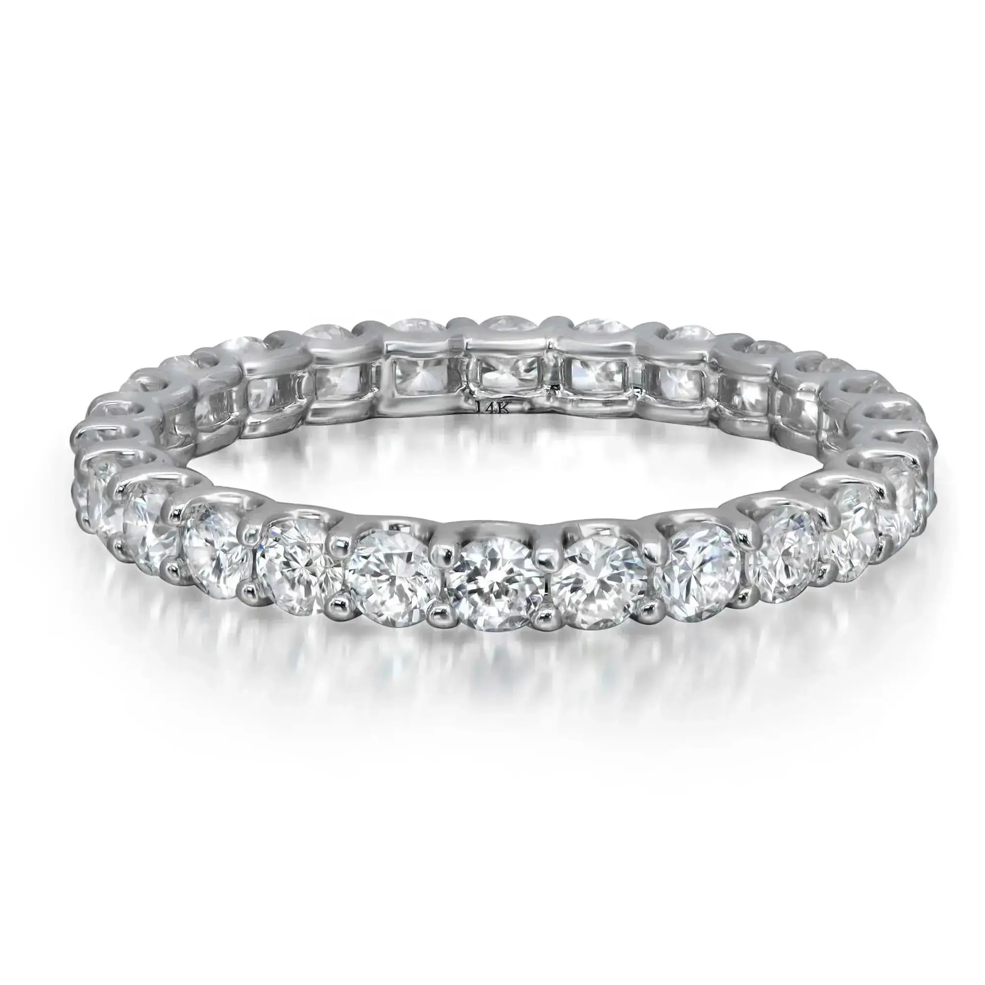 Round Cut Lab Grown Diamond Eternity Band Ring 14K White Gold 1.36Cttw Size 6.5