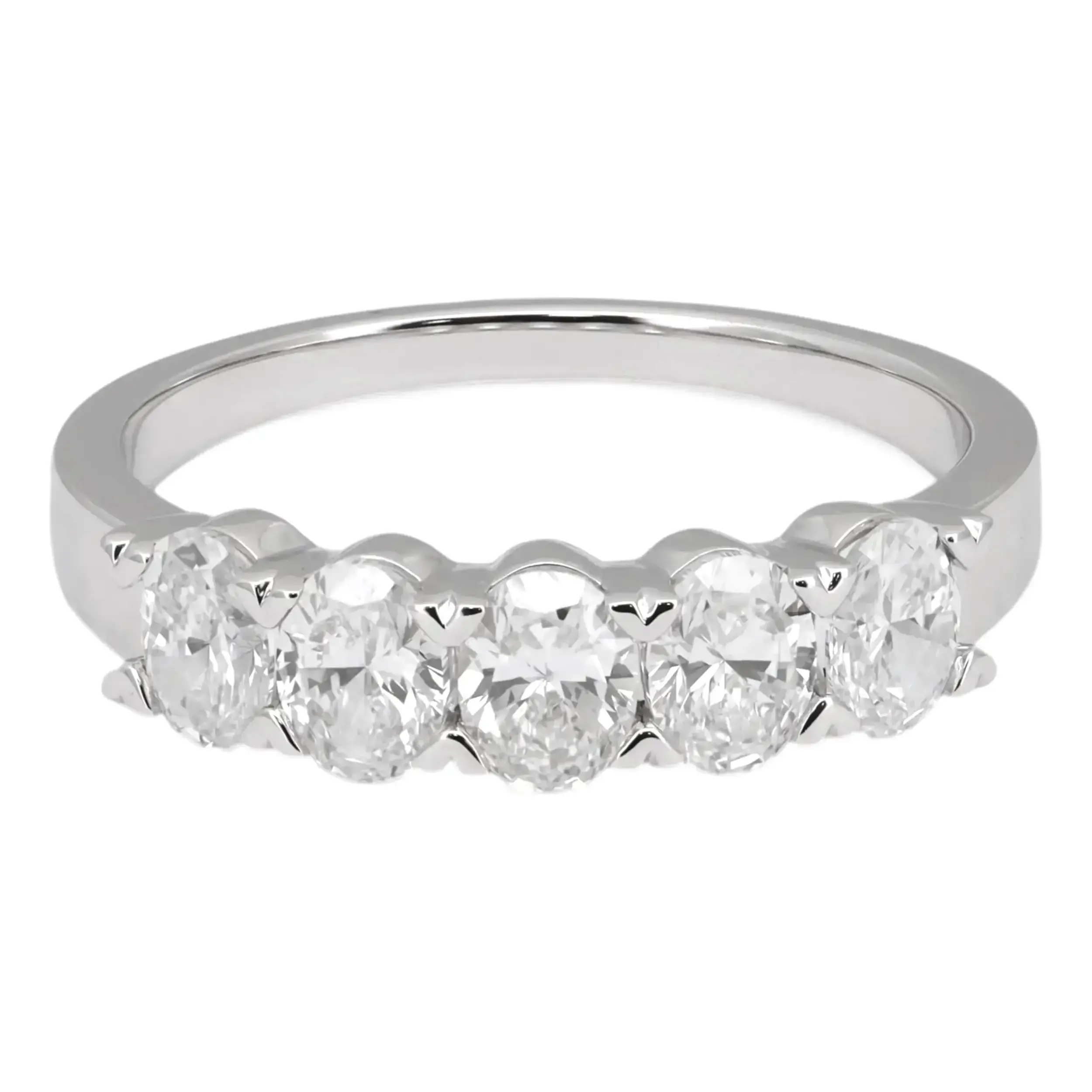 Oval Cut Lab Grown Diamond Half Eternity Band Ring 14K White Gold 1.20Cttw