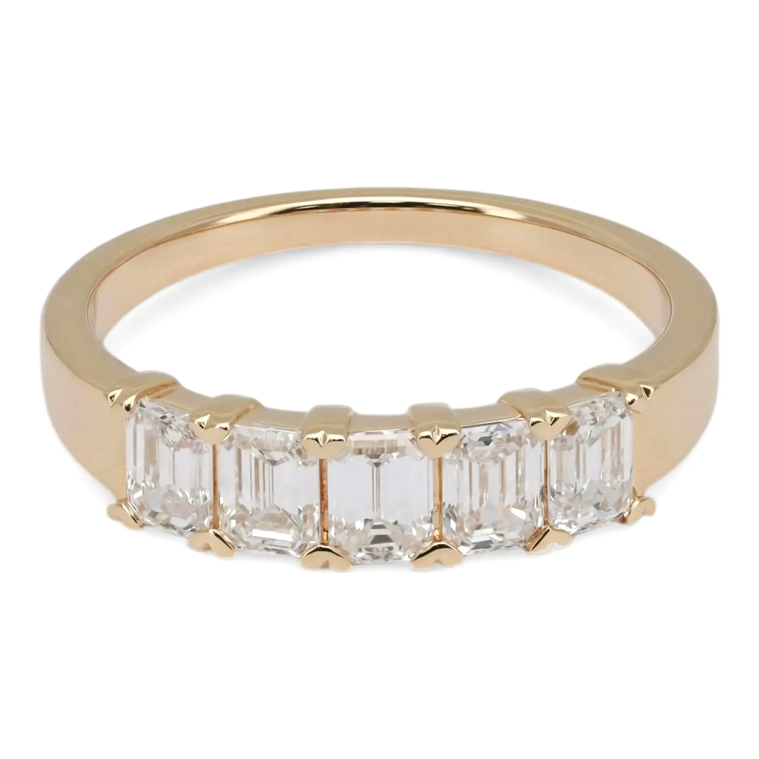 Prong Set Emerald Cut Lab Grown Diamond Band Ring 14K Yellow Gold 1.15Ctw SZ 6.5