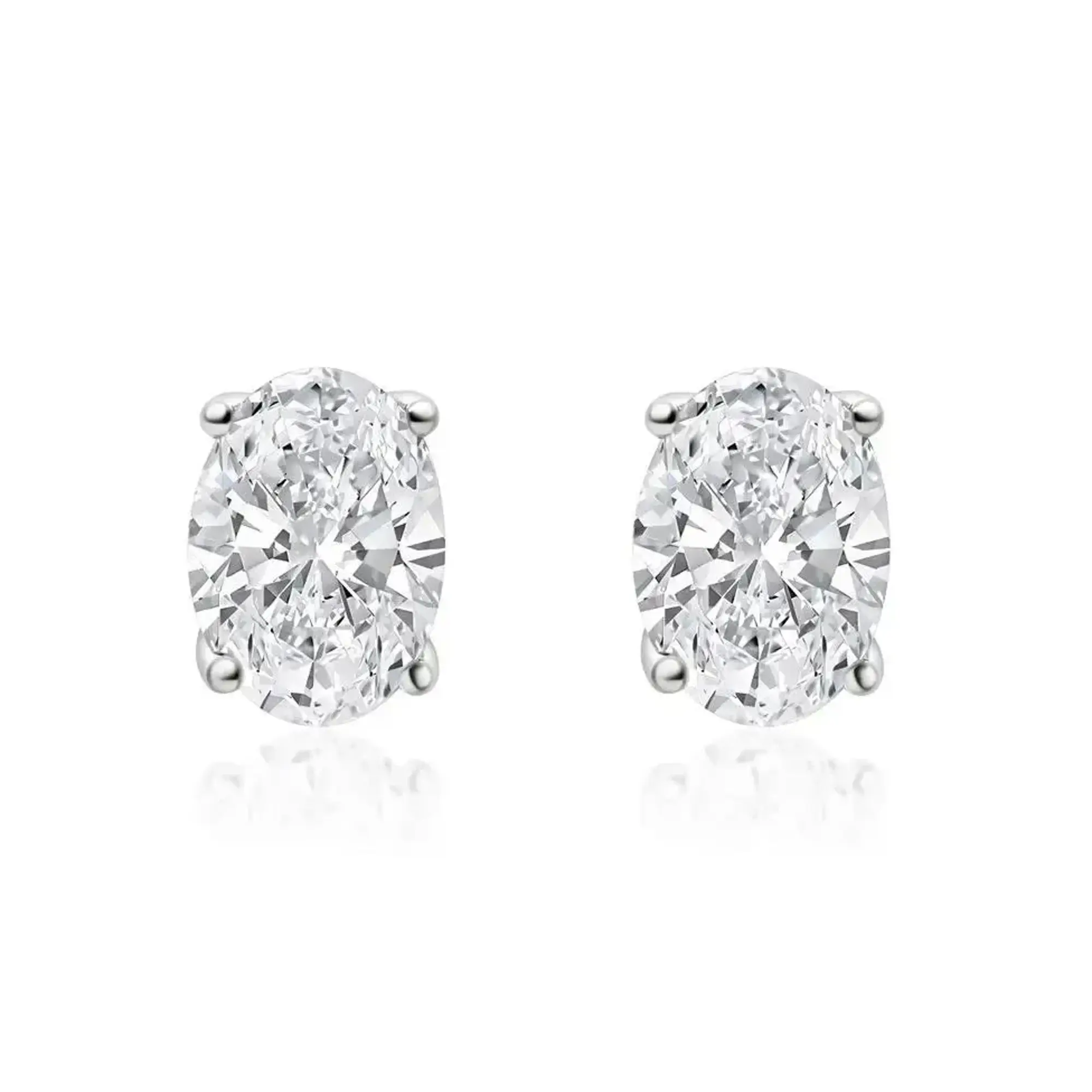 Oval Cut Four Prong Lab Grown Diamond Stud Earrings 14K Yellow Gold 1.04Cttw