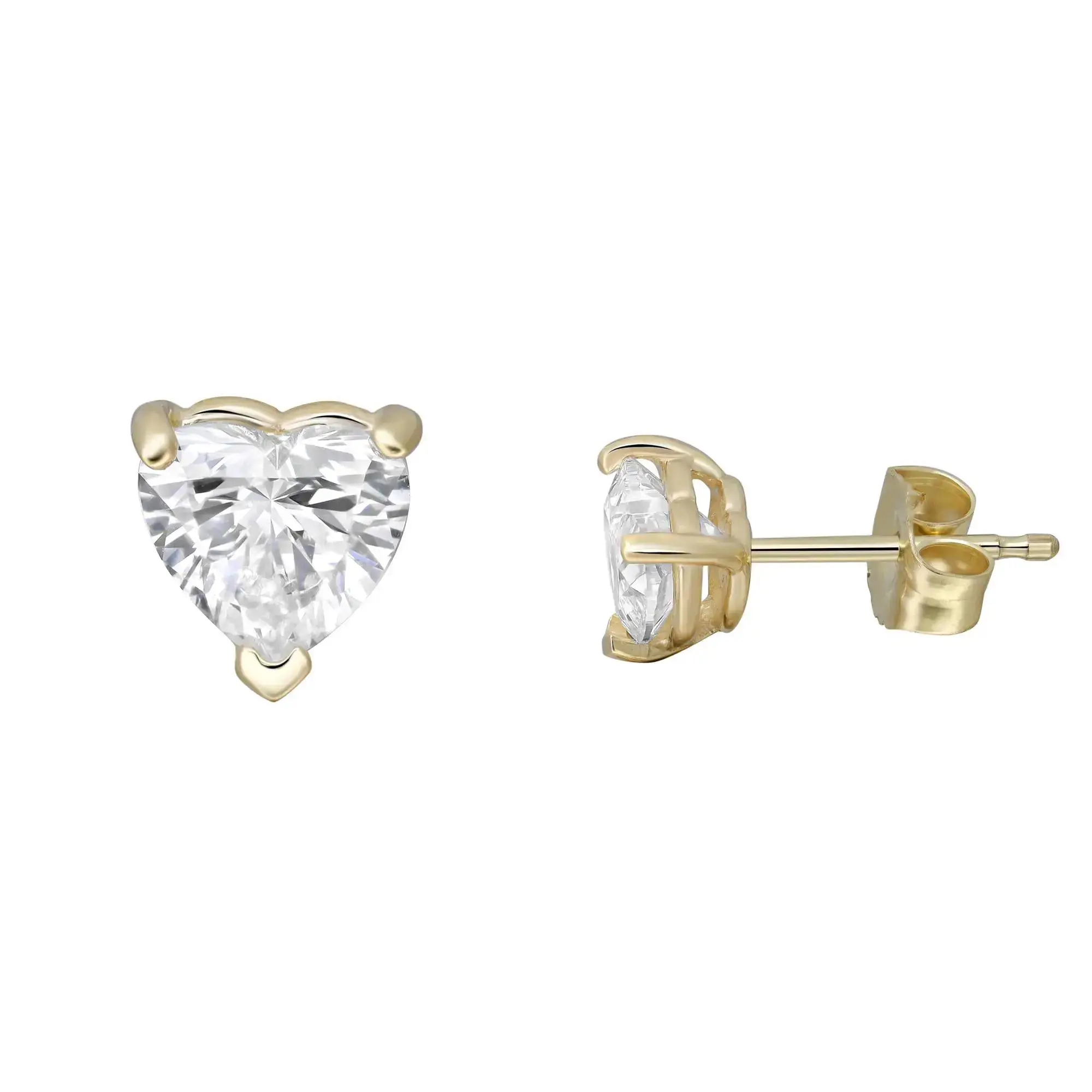 Heart Shape Lab Grown Diamond Stud Earrings 14K Yellow Gold 1.05Cttw