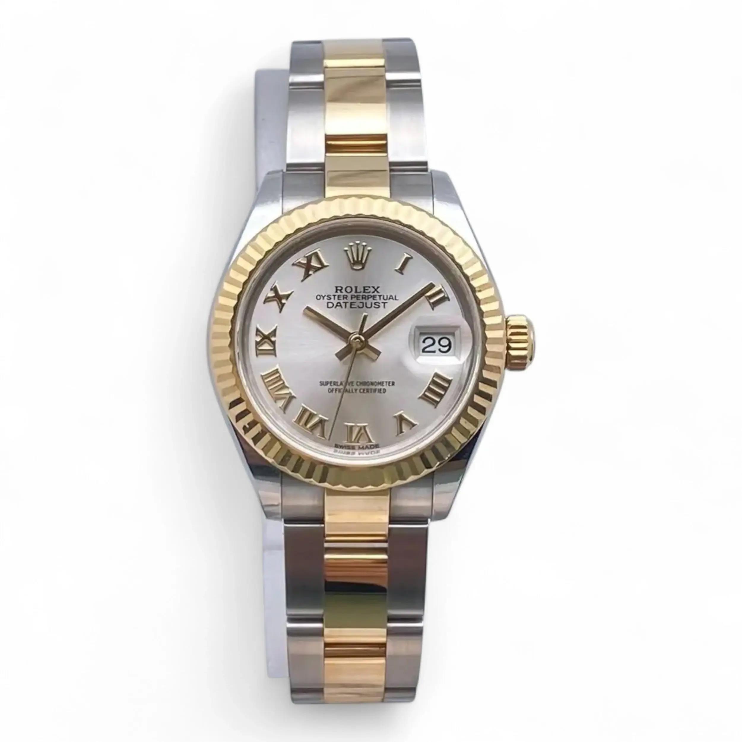 レディース腕時計 ゴールド シルバー Rolex Lady Datejust 28mm 18K Yellow Gold Steel Silver Dial Ladies