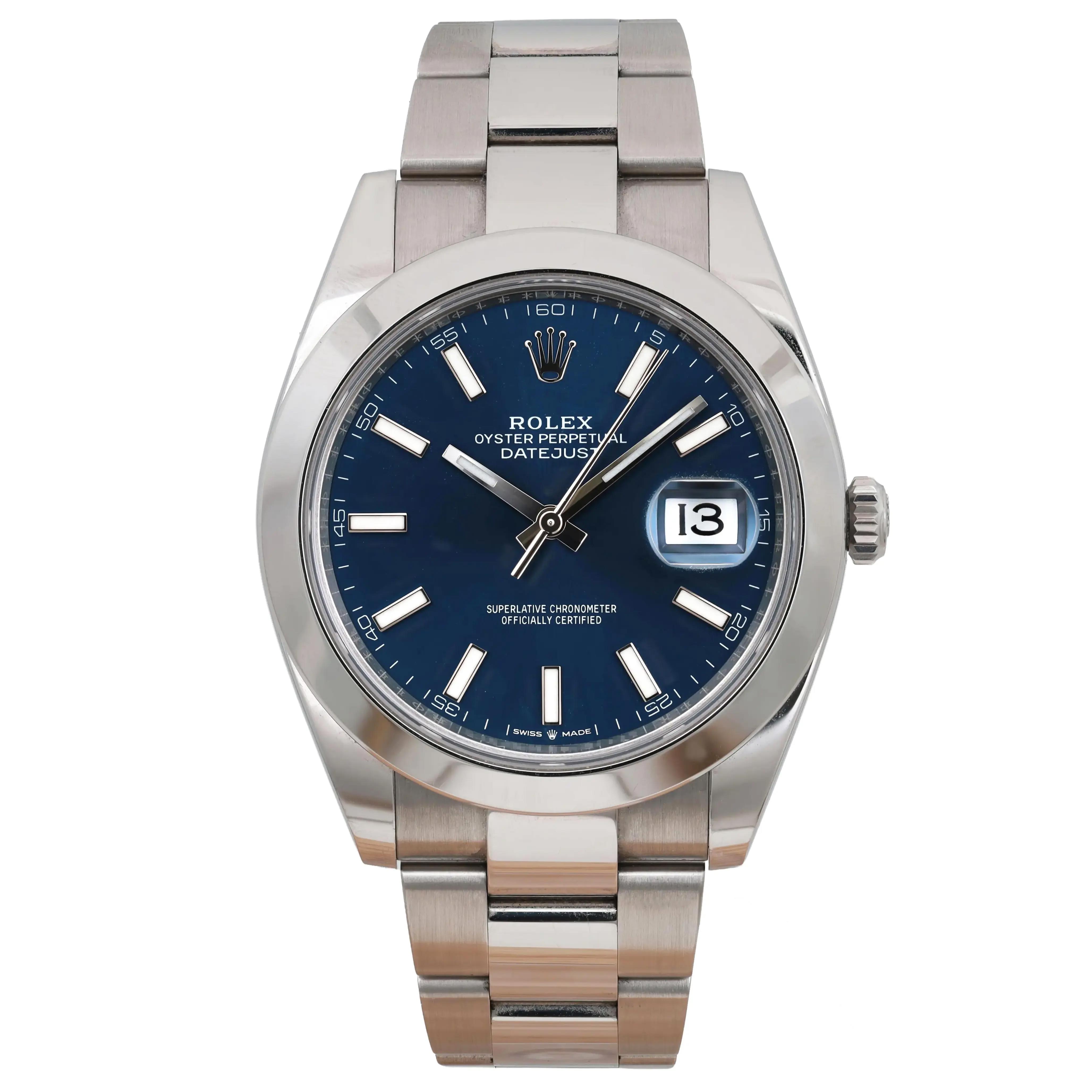 Front Full View Of Rolex 126300 Stainless Steel Watch Pre Owned Condition Excellent