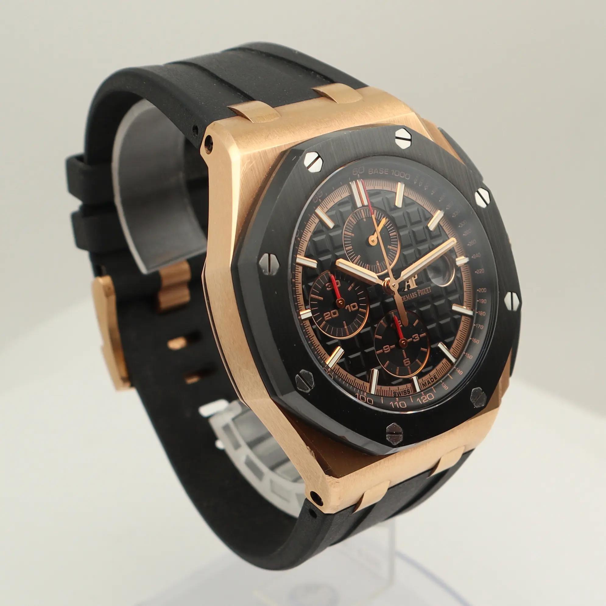 View Of Opposite Crown Facing Side Of Audemars Piguet 26401RO.OO.A002CA.02 Rose Gold Watch Pre Owned Condition