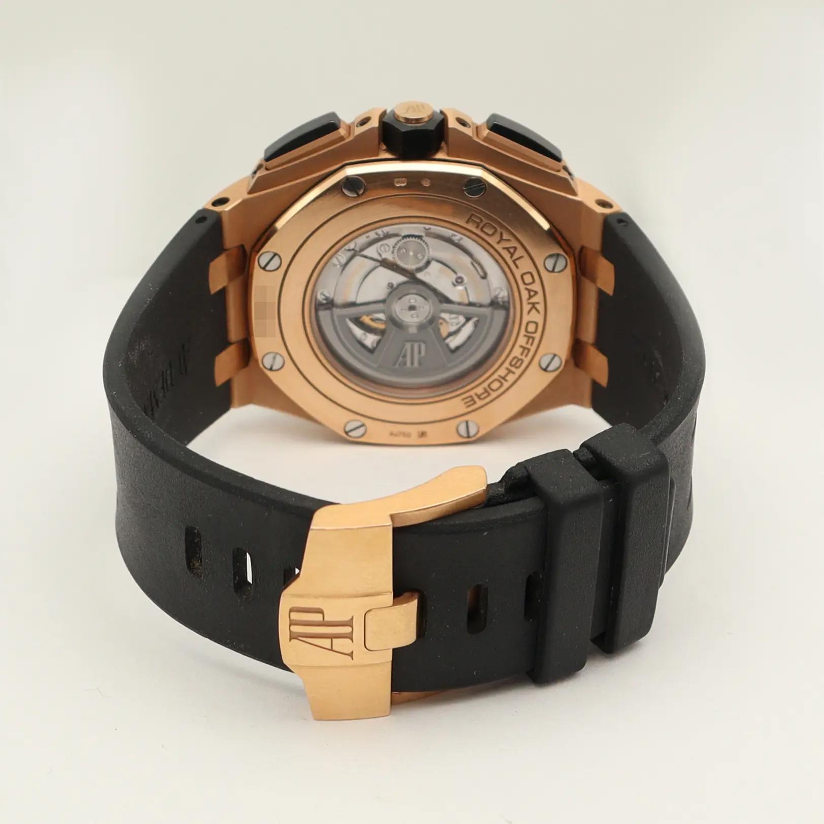 Back View Of Exhibition Back Case And Closed Rubber Band Of Audemars Piguet 26401RO.OO.A002CA.02 Watch Pre Owned Condition