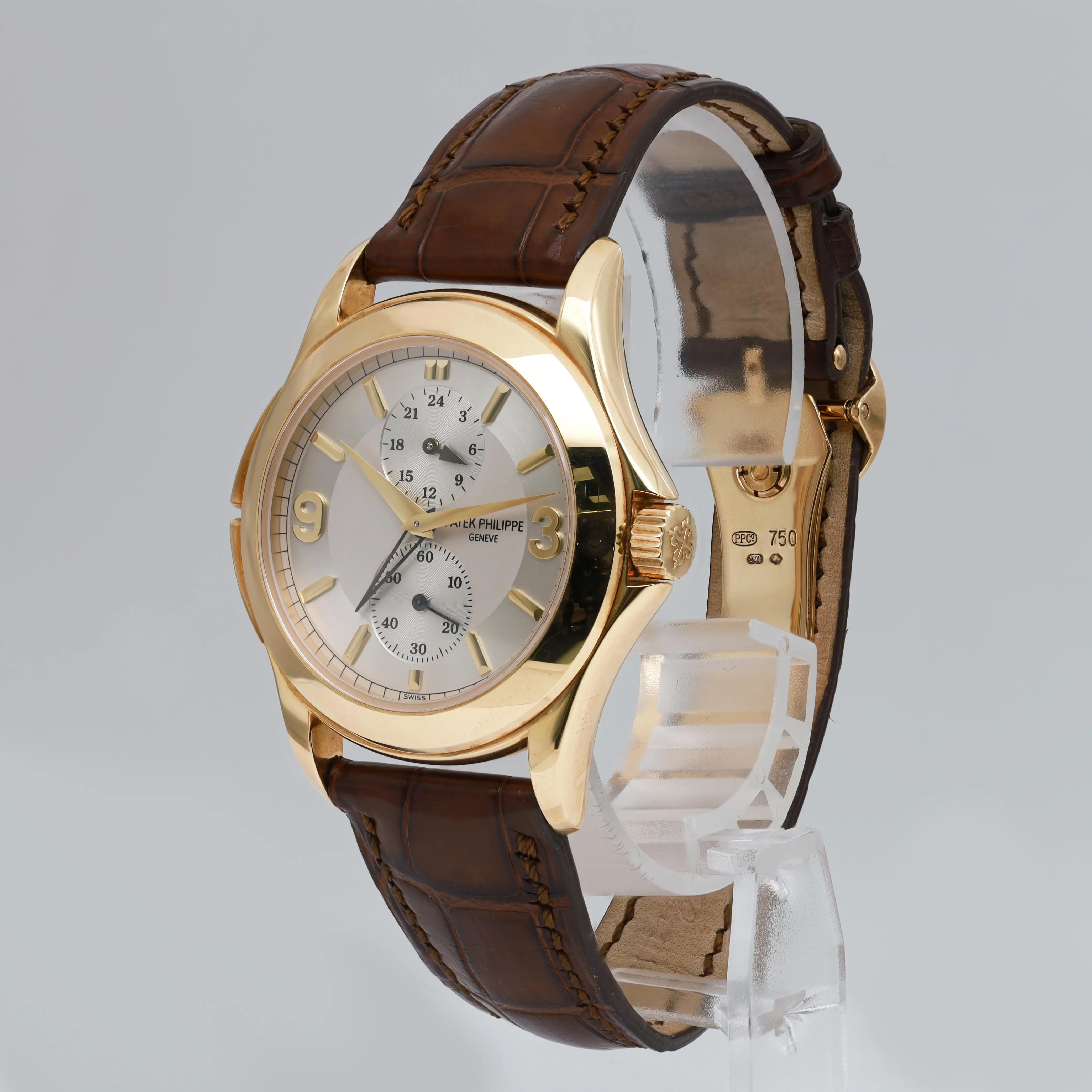 View Of Crown Facing Side Of Patek Philippe 5134J Yellow Gold Watch Pre Owned Condition