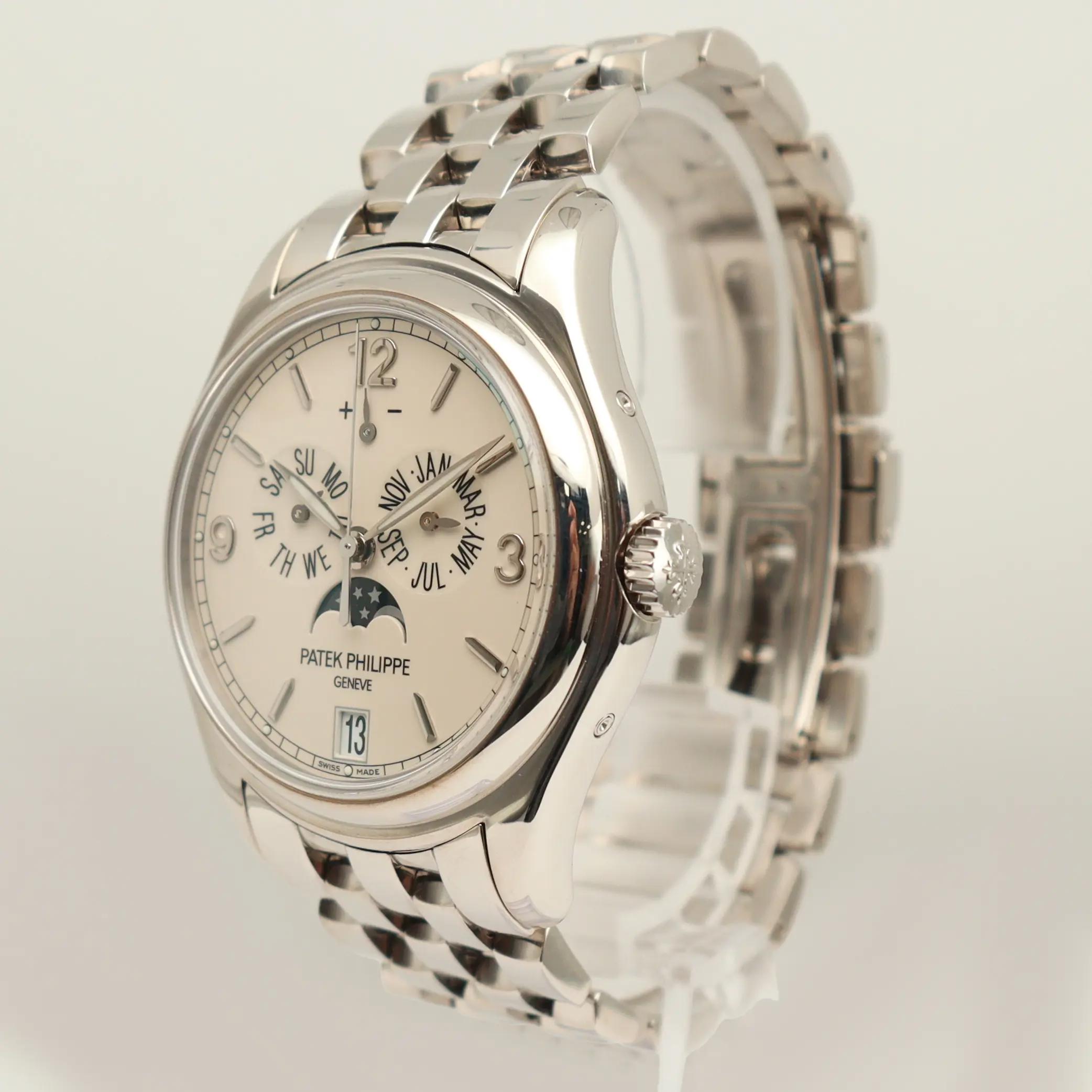 View Of Crown Facing Side Of Patek Philippe 5146/1G White Gold Watch Pre Owned Condition