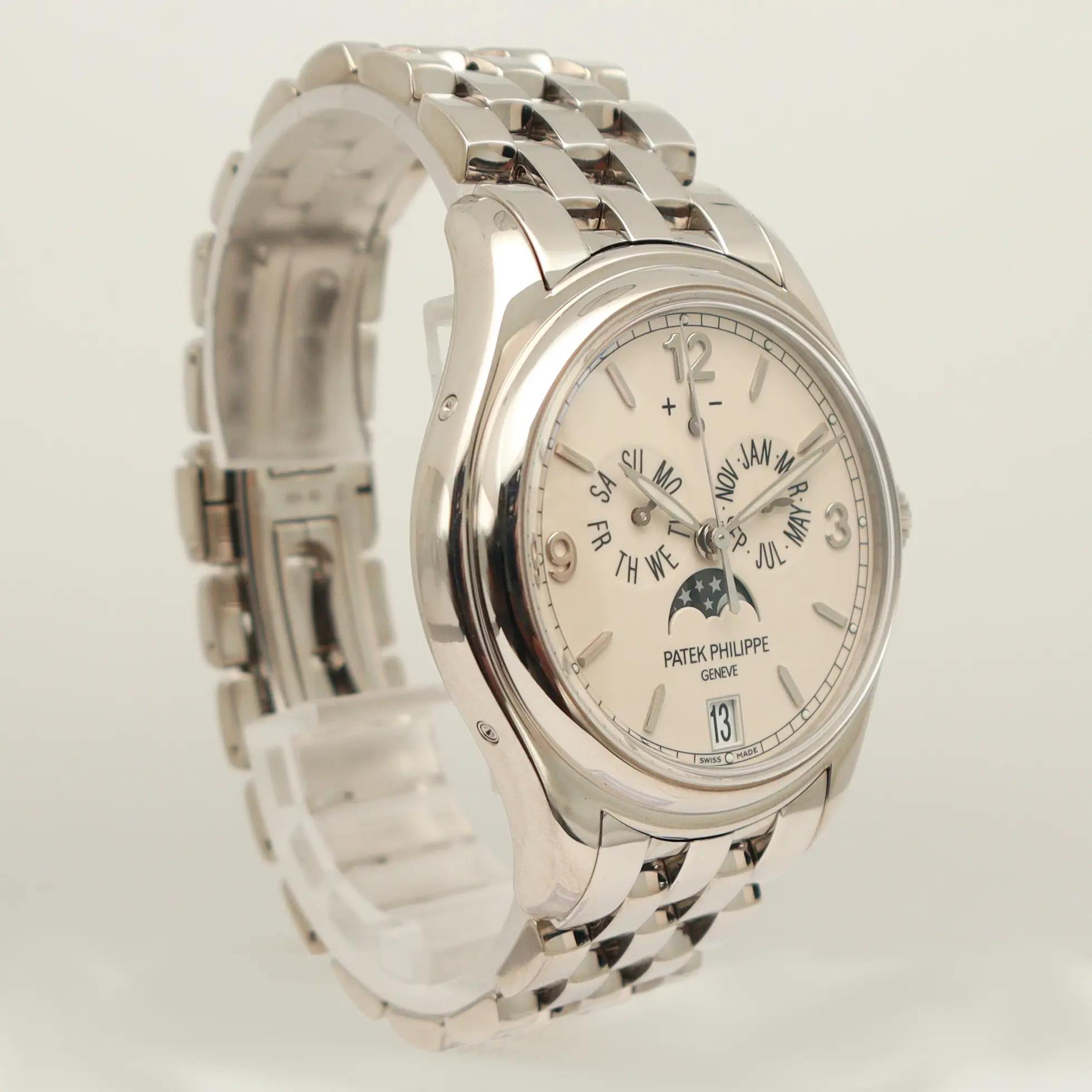 View Of Opposite Crown Facing Side Of Patek Philippe 5146/1G White Gold Watch Pre Owned Condition