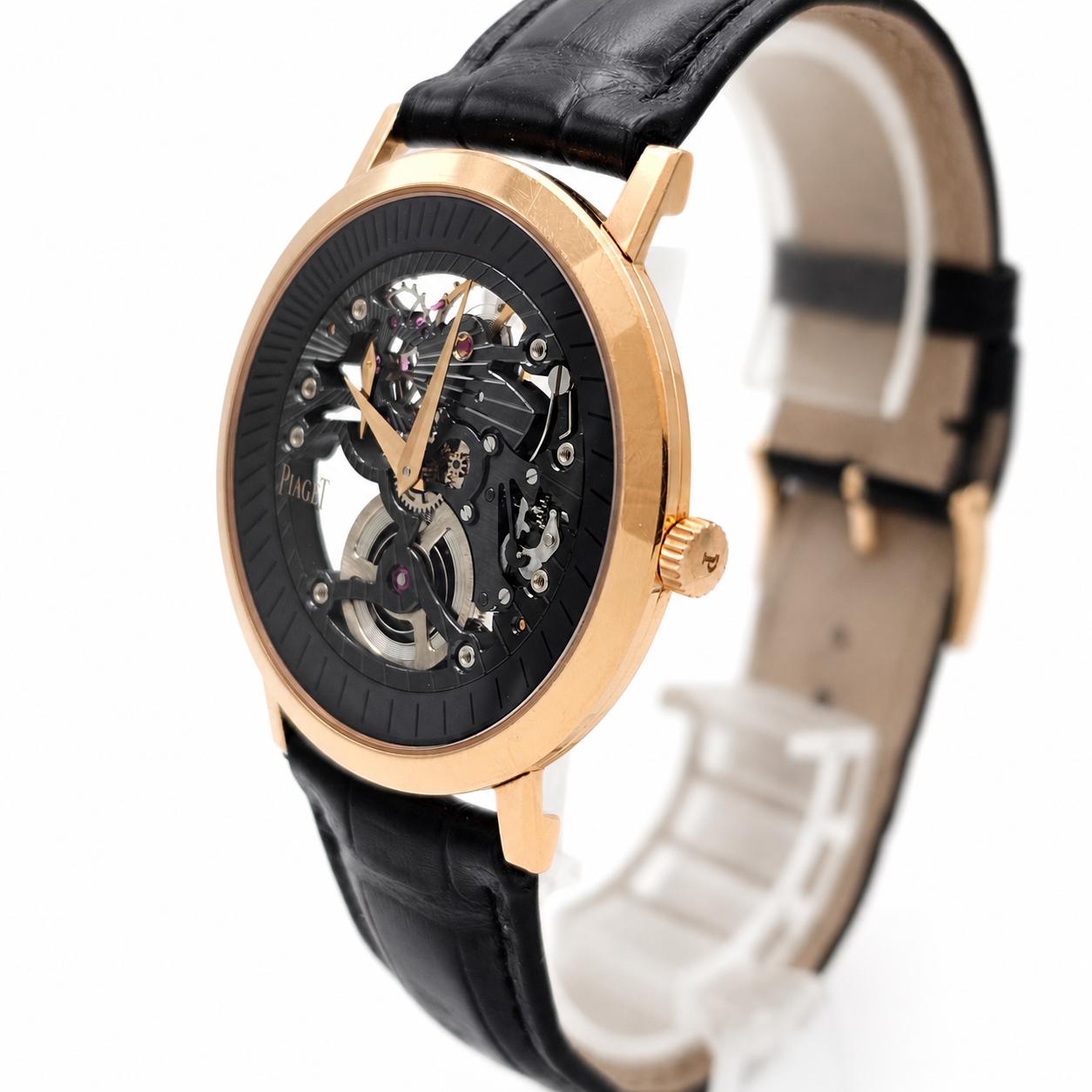 View Of Crown Facing Side Of Piaget G0A34116 Rose Gold Watch Pre Owned Condition